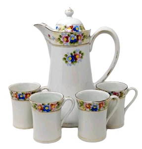 Antiguo juego de servir tetera de chocolate de porcelana Nippon Royal Crown de colección 5 tazas de té - Imagen 1 de 22