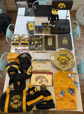 Huge Iowa Hawkeyes Memorabilia Lot Golf, Hats, Clock Chair Plushy, Bag, Shirts - Image 1 of 4