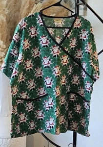 Tafford Christmas Holiday Santa Scrub/Top Women’s 2XL - Picture 1 of 4