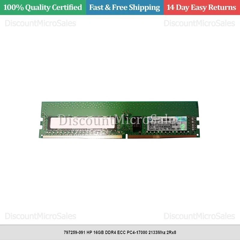 797259-091 HP 16GB DDR4 ECC PC4-17000 2133Mhz 2Rx8 - Image 1 of 1