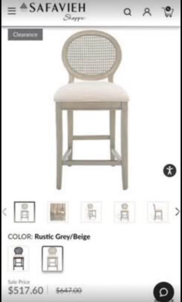 Safavieh Couture Karlee Rattan Back Counter Stool(Set of 2) - Rustic Grey/Beige - Image 1 of 4