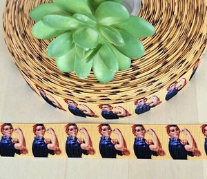 7/8" (1 YD) Rosie the Riveter Ribbon Working Women in WW II Female Icon Ribbon - Picture 1 of 1