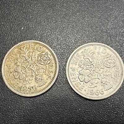 1956 & 1966 Great Britain 6 Pence Coins Queen Elizabeth 2. Both Coins included. - Image 1 of 4