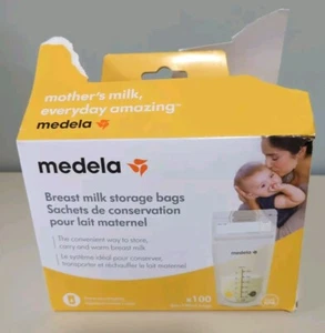 Medela Breast Milk Storage Bags 100 Count 6oz/180ml SEALED Clear Measurements  - Picture 1 of 9