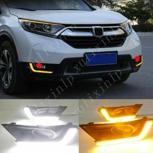 For 2017-19 Honda CR-V LED DRL Daytime running lights/ Turn Signal Lights Lamps - Picture 1 of 6