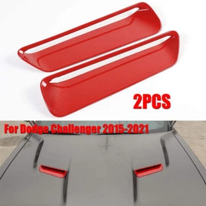 2x Hood Scoop Air Vent Outlet Trim Cover Red Decor For 2015-21 Dodge Challenger - Bild 1 von 8