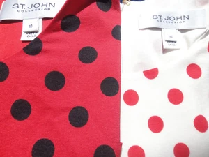 St. John POLKA DOT Silk Dress, Black/Red or Black/White, 10, 14 & 16 MSRP $390 - Picture 1 of 12