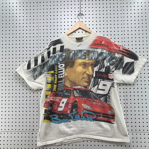 Vintage Nascar Bill Elliott Shirt Large Adult All over FACE Print T-shirt Chase Cover