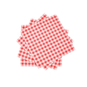 Cocktail Napkins 3ply 80pcs Red And White Gingham Disposable Paper Napkins Bever - Picture 1 of 7