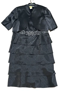R&M Richard’s 20W Charcoal Gray Jacket Dress Beaded Mother of Bride EUC - Picture 1 of 9