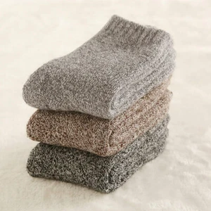 3 Pairs Men Wool Cashmere Thick Warm Soft Solid Casual Sports Socks Winter New - Picture 1 of 12