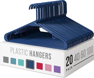 Plastic Clothes Hangers, Heavy Duty Durable Lightweight (20 pc) - Picture 1 of 7