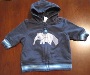 Gymboree Jungen grau blau Baumwolle Ameisenbär Ltwt Kapuze Jacke Mantel 0-3 Monate gebraucht, in einwandfreiem Zustand - Bild 1 von 3