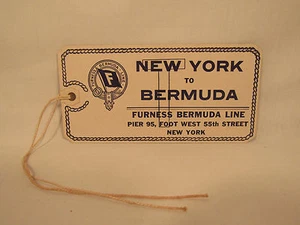Vintage Antique Bermuda Line Monarch Steamer Ship Luggage Tag NYC 1930's - Picture 1 of 2