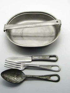 Vintage Vietnam 1967 Regal Edelstahl Kochgeschirr, Feldkochen Geschirr & Messer - Bild 1 von 7