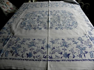 Tischdecke Baumwolle Blaudruck 50er Jahre - Bild 1 von 4