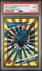CIRO IMMOBILE 2021-22 DONRUSS ROAD TO QATAR HOLO GOLD LASER /10 PSA 9 MINT POP 3 - Picture 1 of 2