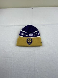 MENS ORLANDO CITY Adidas MLS Knit Hat Winter Cap Beanie GOLD/PURPLE/WHITE NWT - Picture 1 of 3