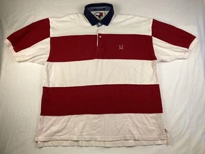Camisa pulóver vintage Tommy Hilfiger roja y blanca manga corta para hombre talla XL - Imagen 1 de 8