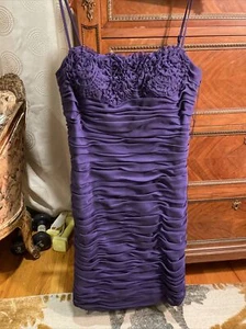 Adriana Papel 100% silk Purple spaghetti strap cocktail dress size 8 - Picture 1 of 8