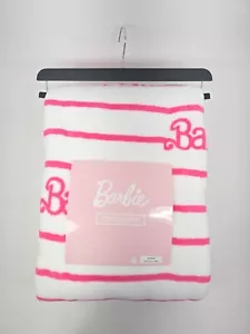 Barbie Throw Blanket Soft Plush Fleece Oversized 60 x 70 Pink White NWT - Picture 1 of 2