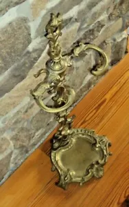 Raro PORTAUTENSILI da camino vintage vittoriano in ottone fuso decorato ~ BELLO - Foto 1 di 9
