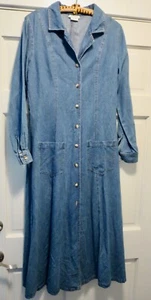 NEIMAN MARCUS Vintage langes formschönes Denim Staubtuch Kleid vorne geknöpft S - Bild 1 von 8