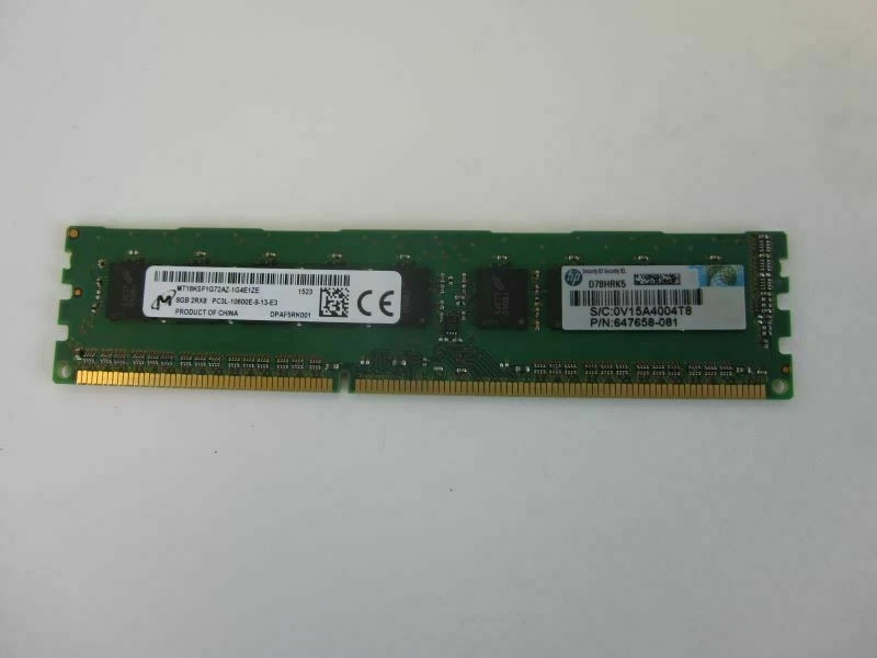 HP 8GB DDR3-1333 1Rx4 PC3L-10600E 240-Pin 647909-B21 664696-001 647658-081 - Image 1 of 1