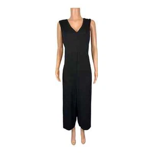 Cuddl Duds Women's Petite Flexwear V-Neck Wide Leg Jumpsuit Solid Black PXL Size - Picture 1 of 2