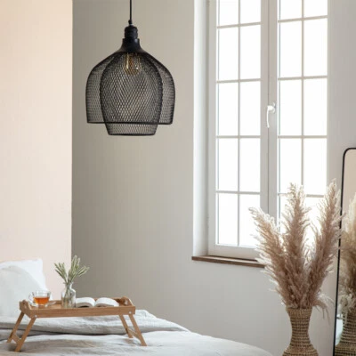 Mesh Easy Fit Light Shade Lampshade Living Room Bedroom Light Black Metal LED - Изображение 1 из 4