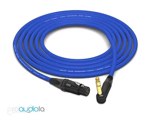 Mogami 2549 Cable | Neutrik Gold XLR-Female to 90º TRS | Blue 2 Feet 2 ft. 2' - Picture 1 of 1