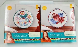 THE PIONEER WOMAN CROSS STITCH KITS NIB HERITAGE FLORAL & MAZIE BIRD (SET OF 2) - Picture 1 of 6