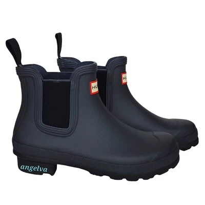 Hunter Original Mujer Chelsea Botas de Lluvia Negro Pull On Invierno Exterior Clásico Foto 1 de 4