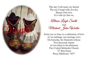 100 personalisierte individuelle rustikale Western Cowboy Texas Hochzeitseinladungen Set - Bild 1 von 1