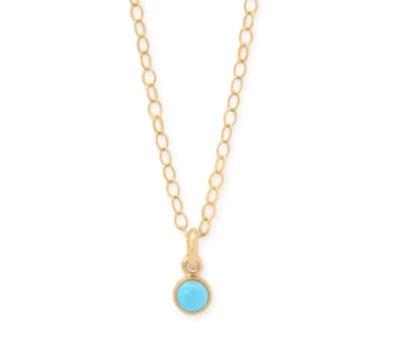 Dainty 3mm Turquoise Charm Pendant 14/20 Yellow Gold Filled Necklaces 15+2.5" - Image 1 of 4