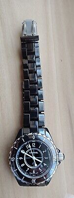 CHANEL J12 33mm Ceramic Date Quartz Black Dial Ladies Watch 