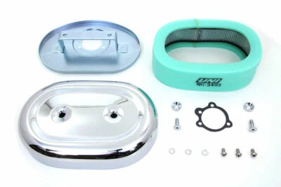 Conjunto de filtro de aire cromado ovalado para Harley Davidson de V-Twin Foto 1 de 2