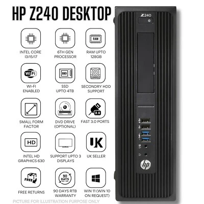 HP Z240 SFF Intel Core i7-6700 32GB RAM 2TB SSD Wi-Fi Enabled 90 days Warranty - Image 1 of 4