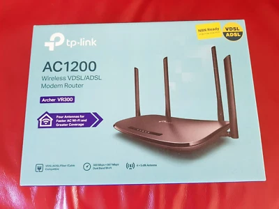 TP-LINK AC1200 WIRELESS VDSL/ADSL Modem Router ARCHER VR300 NBN 4 Antennas NIB - Image 1 of 4