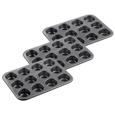 Antihaftbeschichtetes Backblech für 12 Muffins mit Ø 7 cm, 3er-Set - Bild 1 von 3