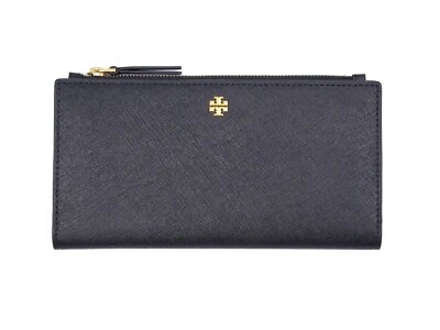 Latest New Tory Burch Emerson Black Saffiano Leather Slim Envelope Wallet - Image 1 of 4