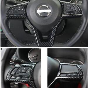 For NISSAN Sentra 2020-2023 Carbon Fiber ABS Steering Wheel Frame Decor Trim*3X