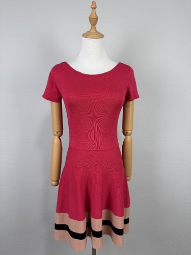 Abito ROSSO VALENTINO rosa eleganza girocollo manica corta maglia schiena aperta tg XS