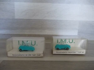 2 X HO 1:87 MODELLAUTO I.M.U. Messerschmitt Renntiger + KR 200 IN OVP Neu - Bild 1 von 3