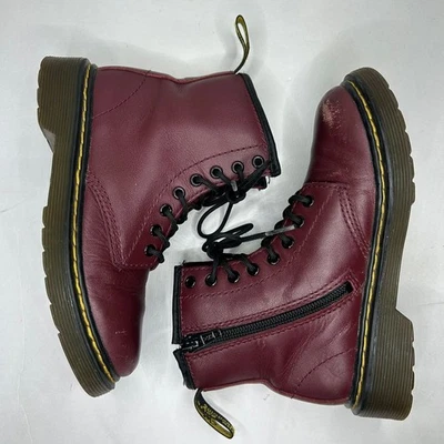 Botas de Combate Dr Martens 1460 J Softy T Cuero Rojo Cereza, Juvenil Talla 13 Foto 1 de 4