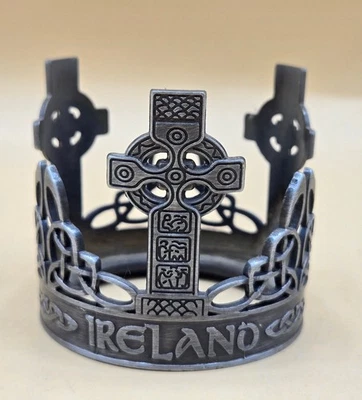 2" Ireland Pewter Celtic Cross Votive Candle Holder Purchased In IRELAND, EUC - Image 1 of 4