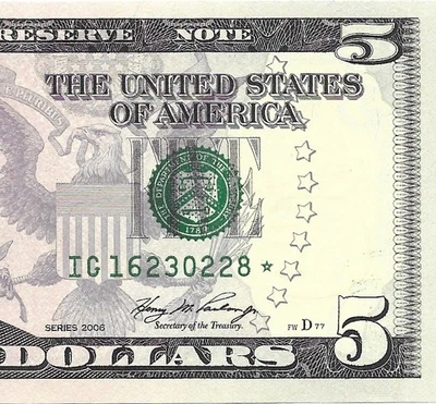 2006 $5 CHICAGO * STAR * ⭐️ FRN. Crisp & Uncirculated Banknote - Image 1 of 3