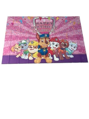 Telón de fondo de vinilo de fiesta Isabella feliz cumpleaños Paw Patrol 5x7 pies Foto 1 de 4