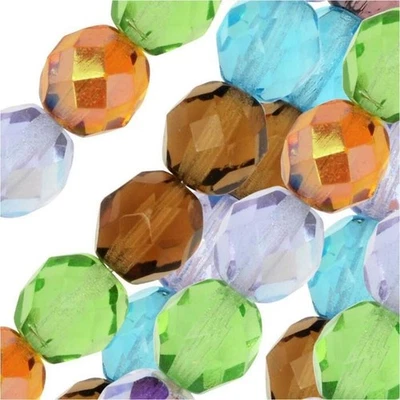Jablonex Fire Polished 8mm Glass Bead Mix-  Prairie Mix (50 beads) - Imagem 1 de 2
