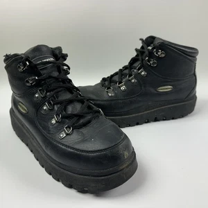 Skechers Stiefel Damengröße 9 schwarz Leder Wandern Arbeit Trail Stollensohle Schindigs - Bild 1 von 12